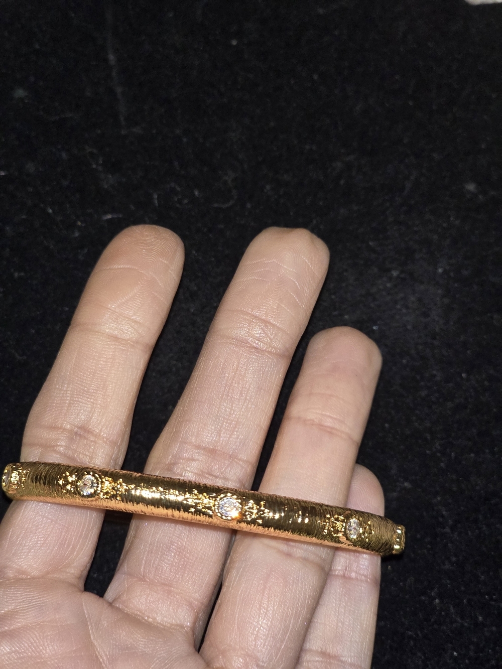 22K Gold Plated Dubai Crystal Bangle Bracelet | Adjustable